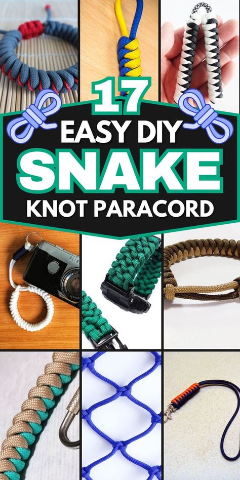 Create unique paracord items with these snake knot projects. Perfect for crafts and survival gear! Paracord Survival Projects, Easy Paracord Bracelets Tutorial, Snake Knot Paracord, Paracord Camera Strap, Solar Diy Projects, Survival Projects, Diy Snake, Paracord Weaves, Jewelry Box Plans