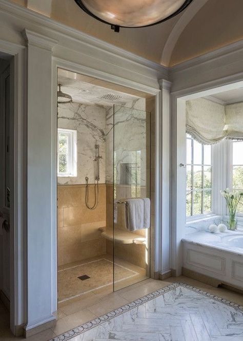 Chateaux Interiors, Window In Shower, Dream Interior, House Bloxburg, Bathing Beauty, Solar House, Perfect House, Bathroom Design Luxury, French Chateau