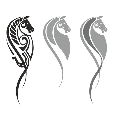 Horse. Drawing for a tattoo by Igor Evgrafov, via Behance Horses Drawings, Celtic Horse Tattoo, Arte Viking, Horse Tattoo Design, Ear Tattoo Ideas, Ear Tattoos, Illustration Simple, Horse Tattoo, Horse Logo