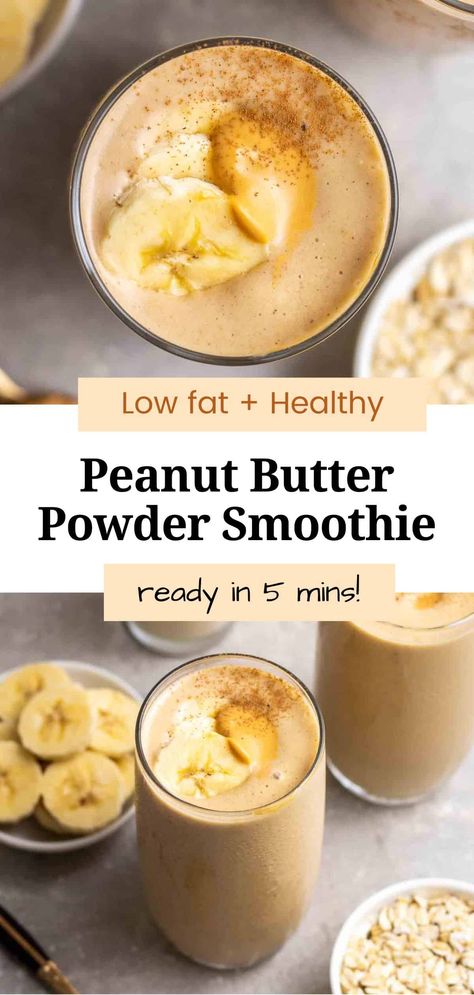 Smoothie With Pb2, Recipes For Peanut Butter Powder, Pb2 Smoothie Healthy, Oatmeal Banana Peanut Butter Smoothie, P2b Recipes Smoothie, Recipes For Powdered Peanut Butter, Peanut Smoothie Recipes, Peanut Butter Powder Smoothie Recipes, Powder Peanut Butter Smoothie