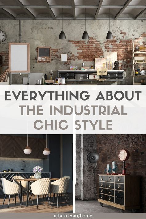 The industrial style was born basically from spaces such as old factories, warehouses, or even old firefighters, reinventing itself or becoming loft-style houses livable. In essence, the industrial style is about taking something old, commercial, vintage, or recycled and giving it a second life without taking away its original character. Whether you're decorating a downtown loft or just lured in by the style, there are ways large and small to incorporate it into your existing space. These... Industrial Luxe Decor, Girly Industrial Decor, Industrial Style Interior Design Office, Industrial Chic Bedroom Ideas, Industrial Glam Interior Design, Industrial Feminine Decor, Industrial Chic Interior Living Rooms, Feminine Industrial Decor, Industrial Interior Design Commercial