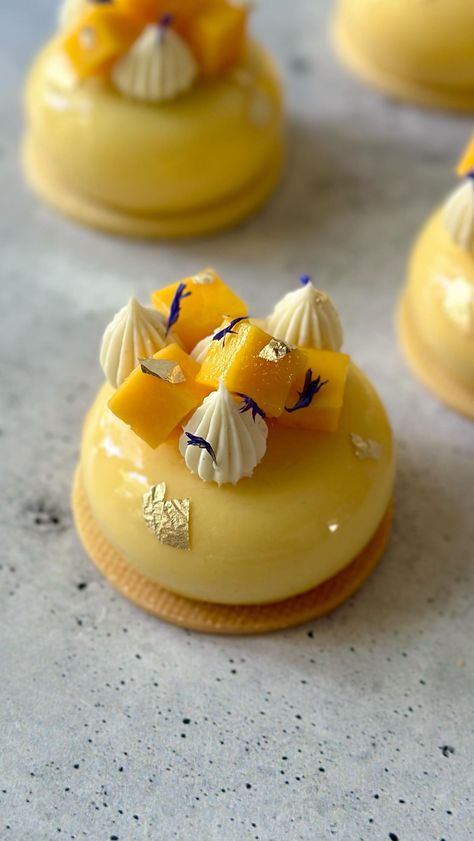 Fred Csibi-Levin | Pastry Doc (@doc_macaron) • Fotografije i videozapisi na Instagramu Monoportion Dessert, Mini Lemon Desserts, Molecular Dessert, Mango Entremet, Desert Plating, Clear Glaze Recipe, Desserts Buffet, Gelatin Sheets, Fine Desserts