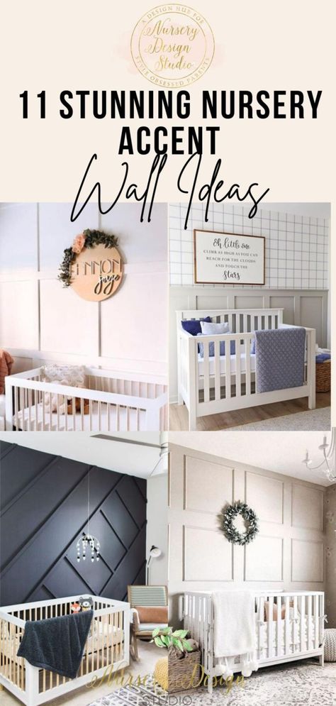 11 STUNNING NURSERY ACCENT WALL IDEAS Nursery Wall Trim, Accent Wall Nursery Girl, Nursery Accent Wall Girl, Accent Wall Girls Bedroom, Feature Wall Nursery, Nursery Accent Wall Ideas, Accent Wall Nursery, Kids Accent Wall, Stunning Nursery