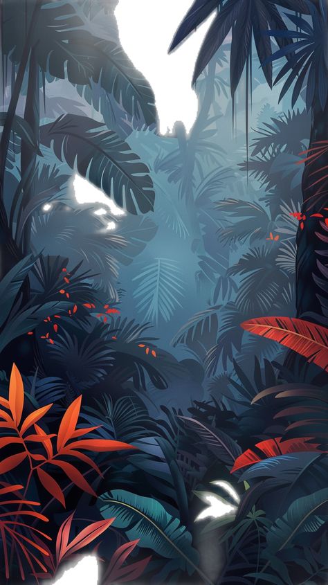 Minimalistic Dark Magical Jungle Jungle Graphic Illustration, Amazon Forest Illustration, Abstract Jungle Art, Jungle Halloween, Jungle Backdrop, Jungle Artwork, Ideas Background, Jungle Background, Minimalistic Illustration