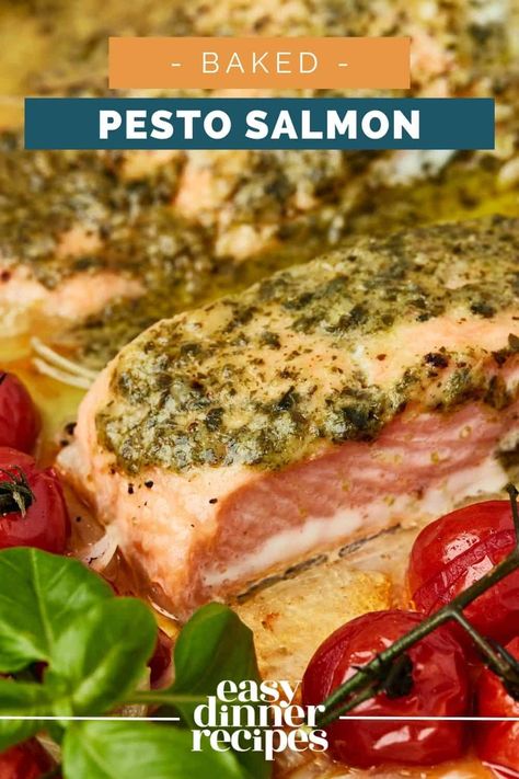 Baked Pesto Salmon Salmon With Pesto Sauce, Baked Salmon Pesto, Salmon And Pesto Recipes, Salmon With Pesto Baked, Salmon Pesto Recipes, Pesto Salmon Recipes, Pesto Fish, Salmon Pesto Pasta, Pesto Salmon Recipe