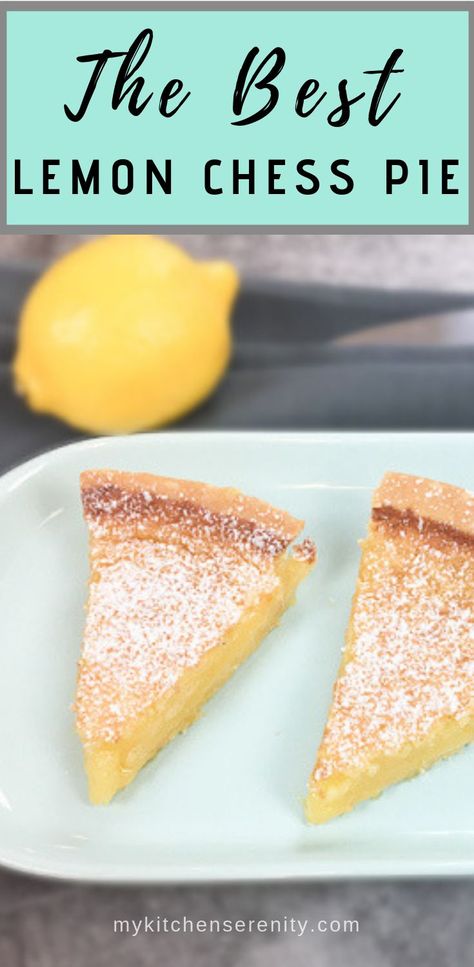 Tart and sweet lemon chess pie.  Easy, creamy pie recipe.  An old fashioned southern dessert.  The best pie recipe! Tastes like lemon drop candy.   #easypierecipe #easychesspie #lemonpierecipe Lemon Drop Candy, Lemon Chess Pie, Chess Pie Recipe, Chocolate Peanut Butter Desserts, Creamy Pie, Low Carb Brownies, Chess Pie, Pie Easy, American Kitchen