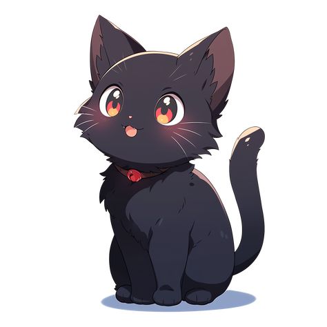 Cute Kawaii Black Cat Smiling Sticker Kawaii Bears, Kawaii Black Cat, Black Cat Drawing, Kawaii Cat Drawing, Magic Drawing, Kawaii Cats, Black Cat Anime, Cats Art Drawing, Chat Kawaii