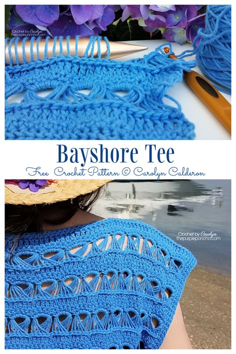 Broomstick Summer Tee Top Free Crochet Patterns - DIY Magazine Crochet Broomstick, Broomstick Crochet, Punto Fair Isle, Broomstick Lace Crochet, Lace Top Patterns, Crochet Lace Tank Top, Broomstick Lace, Fast Crochet, Simply Crochet