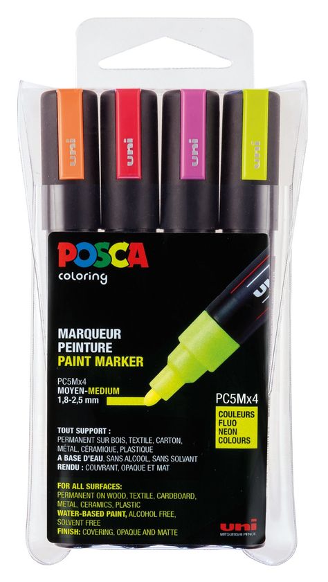 PRICES MAY VARY. Colour Marker Water Based with Colourfast pigments Suitable for all surfaces including paper, cardboard, wood, clay, metal, textiles, ceramics, porcelain, plastic, etc Colours are blendable, Aquarellierbar and and can be painted over With medium Bullet Tip can be used for painting, color draw, create, and mark revolutionises writing Set of 4 in Neon Red, Neon Pink, Neon Orange and Neon Yellow Neon Markers, Posca Marker, Marker Set, Paint Marker, Coloring Markers, Colorful Drawings, Neon Orange, Alcohol Free, Markers