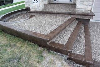 Exposed Aggregate, Landscaping Inspiration, Garden Steps, Porch And Balcony, Outdoor Lounge Set, Backyard Play, Stamped Concrete, Patio Landscaping, Modern Staircase