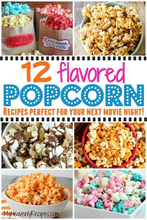 If you love popcorn and you love movies, you're going to love these 12 flavored popcorn recipes perfect for your next movie night! From caramel popcorn to cotton candy popcorn to Oreos popcorn, you're sure to find your next favorite popcorn recipe on this list. #popcorn #popcornrecipes #snacks via @heavenlyrecipe Homemade Popcorn Seasoning Recipes, Homemade Popcorn Seasoning, Popcorn Flavours, Cotton Candy Popcorn, Popcorn Seasoning Recipes, Gourmet Popcorn Recipes, Everyday Snacks, Popcorn Ideas, Flavored Popcorn Recipes