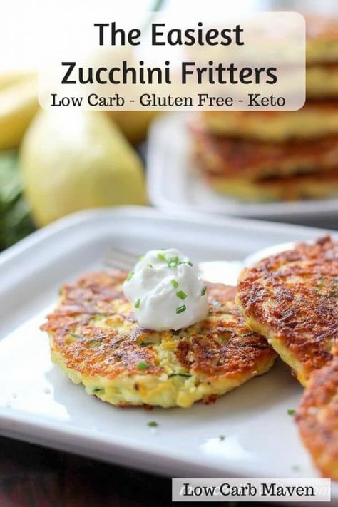 Low Carb Zucchini Fritters, Best Zucchini Recipes, Zucchini Fritters Recipe, Low Carb Maven, Pasta Fatta In Casa, Keto Pancakes, Easy Zucchini, Low Carb Zucchini, Zucchini Fritters