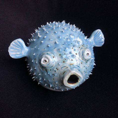 Puffer Fish Ceramics, Clay Puffer Fish, Clay Whistle, Block Sculpture, Ceramic Poppies, Fish Plates, Clay Fish, Tropical Home, Beach Home Decor