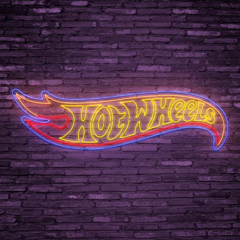 Hot Wheels Sign, Hot Wheels Bedroom, Neon Led Sign, Hot Wheels Garage, Light Up Signs, Light Sign, Led Sign, Led Signs, Lighted Signs