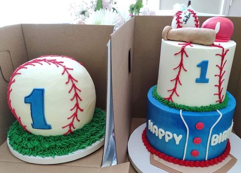 Baseball Cakes For Boys Birthdays, Baseball Birthday Cake, Baseball Birthday Cakes, Birthday Cale, 1st Bday Cake, Baseball Theme Birthday, Baseball Cake, John Thomas, Baseball Theme