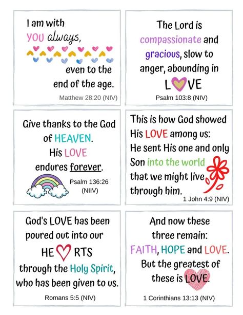 12 Short Bible Verses for Kids on God's Love | Free Cards - A HEART TO KNOW Love Letters From God For Kids, Easter Bible Verses For Kids, Love God With All Your Heart, Toddler Bible Verses, Bible Verses For Kids To Memorize, Easy Bible Verses For Kids, Children Bible Verses, Bible Verse For Kids, Kids Bible Verses