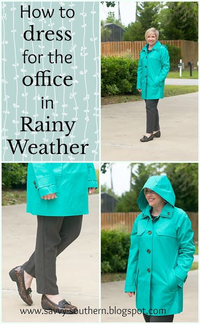 Savvy Southern Chic: 9 to 5 Style- April Showers, how to dress in rainy weather, rainy day work outfit Rainy Day Business Casual Outfits, Rainy Day Work Outfit, Rainy Weather Outfits, England Outfits, Rainy Day Outfit For Work Office, Rainy Day Outfit For Work, Rain Outfit, Pinterest Friends, Professional Work Outfit