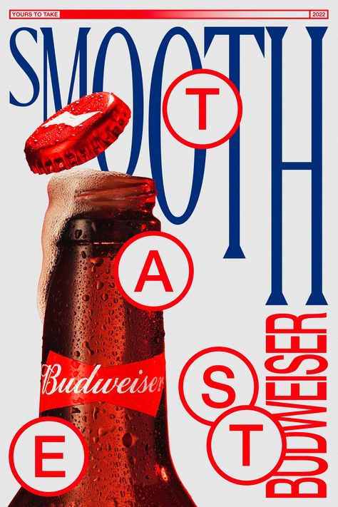 02. Budweiser Yours To Take - Cacá Barabás Budweiser Poster, Typography Ads, Brazilian Art, Beverage Poster, Portfolio Art, Beer Ad, Vintage Poster Design, Poster Ads, Graphic Wallpaper