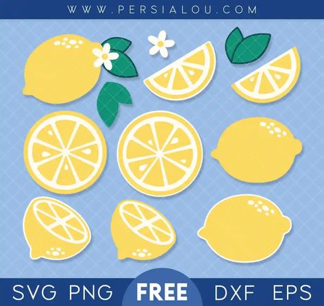 Free Lemon and Lemon Slice SVG Cut Files - Persia Lou Free Lemon Svg, Lemon Svg File Free, Fruit Svg Free, Free Lemon Printables, Hand Lettering Diy, Lemon Svg, Lemonade Stand Sign, Lemon Diy, 2024 Bujo