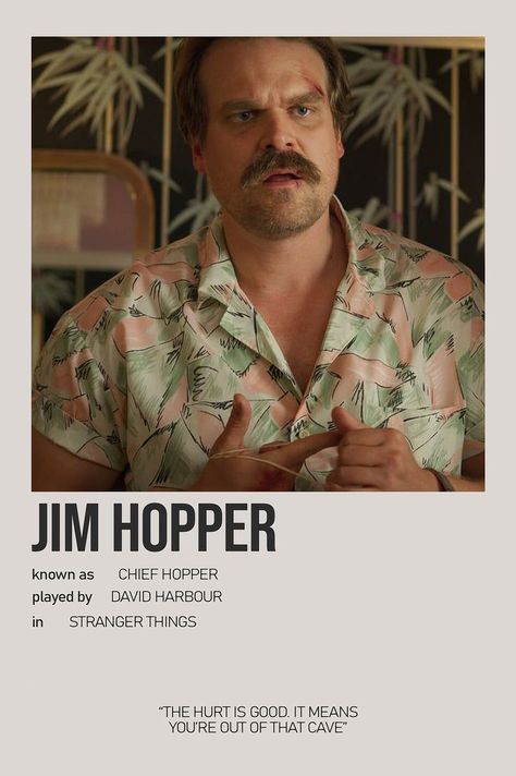 Stranger Things Polaroid Poster, Stranger Things Polaroid, Character Polaroid Poster, Character Polaroid, Minimalist Character, Jim Hopper, Character Bio, Stranger Things Dustin, Stranger Things Poster