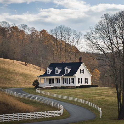 White Western House Exterior, Romantic Forest, White Farmhouse Exterior, Wholesome Life, Triangle House, Dream Farmhouse, Nice Homes, Farm Plans, Barn Style House Plans