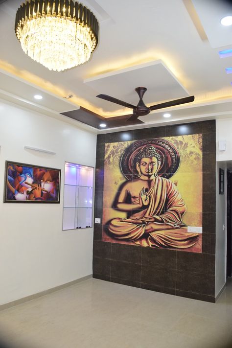 Buddha Tiles For Wall, Buddha Wall Decor Living Room, Hall Tiles, Buddha Wall Decor, Buddha Board, Buddha Home Decor, Drawing Room Design, Houses Interior, 3d Wallpaper For Walls