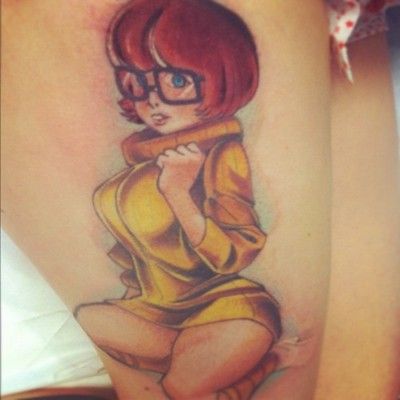 Not the Velma I grew up on.... Velma Tattoo, Scooby Doo Tattoo, Tattoo Lounge, Thigh Piece, Great Tattoos, Body Modifications, Web Designer, Front End, A Tattoo