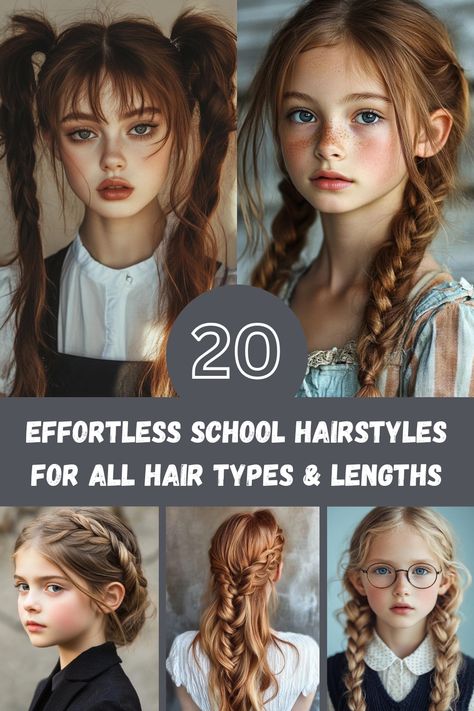 Make school mornings easier with these effortless hairstyles that suit every hair type and length. From quick braids and buns to stylish ponytails and clips, these looks combine practicality with style to keep you looking polished and comfortable all day. Perfect for busy students, these hairstyles will become go-to options that make mornings a breeze. November Hairstyles, Hairstyles For All Hair Types, Balayage Long Hair, Quick Braids, Stylish Ponytail, Short Shag Haircuts, Simple Ponytails, Make School, Pigtail Braids