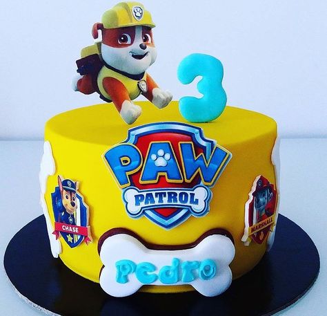 Paw Patrol Rubble cake Paw Patrol Cake Rubble, Rubble Cake Paw Patrol, Rubble Birthday Cake, Rubble Paw Patrol Cake, Paw Patrol Birthday Party Cake, Paw Patrol Cupcakes, Happy Birthday Animals, Paw Patrol Birthday Cake, Rubble Paw Patrol