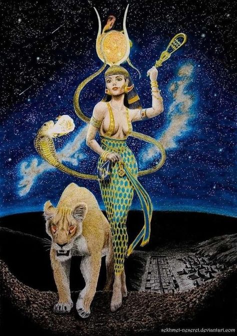 Oh My Goddess, Egyptian Mythology, Egyptian Goddess, Goddess Of Love, Goddess Art, Mythological Creatures, Egyptian Gods, Egyptian Art, Gods And Goddesses