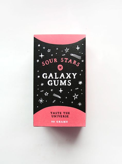 Galaxy Gums - Package Design on Behance Kraft Box Packaging, Chocolate Bar Design, Design Chocolate, Candy Companies, Candy Packaging, Bar Logo, Illustration Work, Book Illustration Art, Graphic Design Lessons