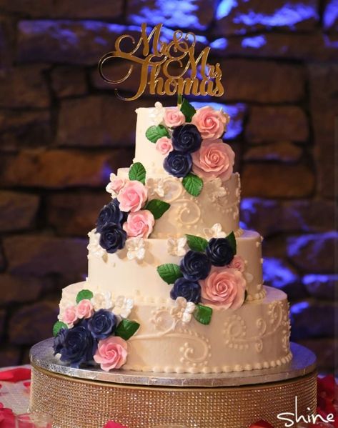 Dusty Rose And Navy Blue Wedding Cake, Wedding Cakes Pink And Blue, Navy Blue And Pink Wedding Cake, Navy And Pink Wedding Cake, Navy Blue And Pink Cake, Navy And Blush Wedding Cake, Dusty Rose Wedding Cake, Pink And Blue Wedding Cake, 3 Teir Wedding Cake