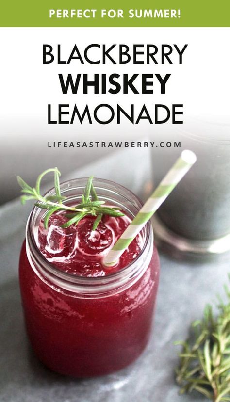 Blackberry Whiskey Lemonade - An easy drink recipe with homemade blackberry simple syrup, whiskey and lemon! Perfect for a quiet Summer evening or holiday get together! Delicious with whiskey or substitute your favorite vodka, gin, or bourbon. Blackberry Whiskey, Blackberry Cocktail, Whiskey Lemonade, Cocktail Recipes Whiskey, Blackberry Syrup, Lemonade Cocktail, Simple Syrup Recipes, Whiskey Cocktail, Easy Drink Recipes