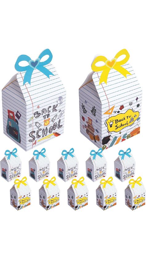 As a gift box for the first day of school party, not only can you put candy, gifts, cards, etc. in it, but also as a class decoration, Let the students feel your blessings and have a good time together. You will get 12 back-to-school gift boxes with 2 styles, and 20 glue points. Chic style and quantities to meet your needs. It will add more fun to your Back to School party. School Party Favors, Bee Themed Classroom, Preschool Decor, School Boxes, Back To School Party, School Teacher Gifts, Treat Gift, School Party, Party Favor Boxes