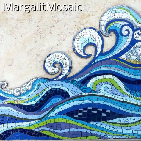 sea waves mosaic,  Ocean  mosaic by MargalitMosaic  made for my father's  gravestone Happily Divorced, Mosaic Waves, Hippie Quotes, Broken Pieces, Glass Mosaic Art, Divorce Quotes, Artist Quotes, Mosaic Diy, Mosaic Projects