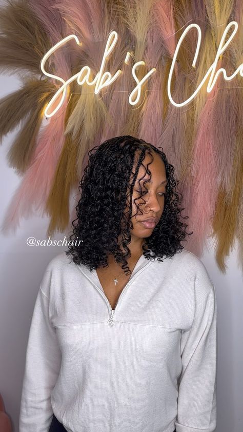 i love doing these 😍 style: boho bob + synthetic curls . . . #gypsybraids #boxbraids #knotlessbraids #explorepage #protectivestyles… | Instagram Bob Length Boho Braids, Short Boho Locs With Curls, Small Bob Boho Knotless Braids, Knotless Boho Braids Bob, Bob Boho Knotless Braids, Boho Knotless Braids Bob, Short Boho Knotless Braids, Boho Knotless Bob, Knotless Bob