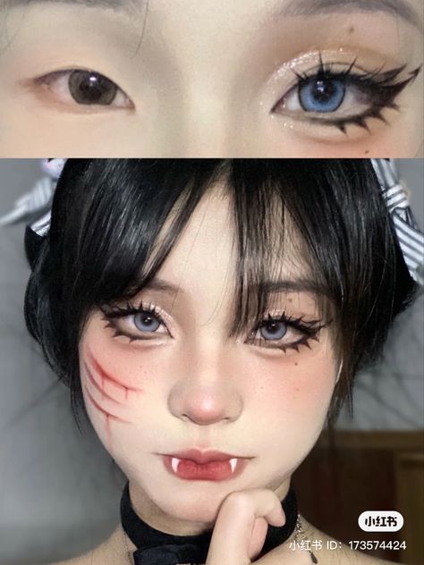 Cat Makeup Inspo Halloween, Simple Angel Makeup Halloween, Korean Cat Makeup, Asian Halloween Makeup, White Cat Makeup, Uwu Girl Makeup, Cat Makeup Halloween Pretty, Cat Makeup Look, Headshot Makeup