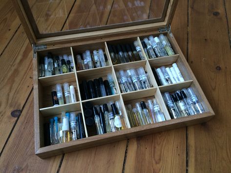 Perfume Storage, Perfume Sample, Hermes Perfume, Storage Cupboard, Fragrance Samples, Big Bottle, Miniature Bottles, Celebrity Perfume, Perfume Samples