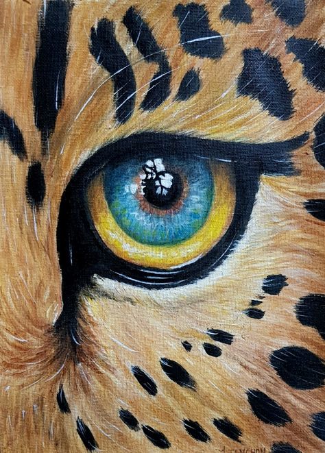 Cheetah Painting Easy, Leopard Painting Easy, Cheetah Painting, Leopard Eyes, Leopard Painting, Painting Easy, Eye Painting, Warrior Cats, Art Class