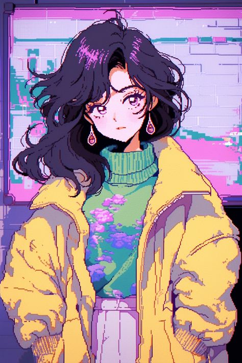 Anime Retro, Art Pixel, Aesthetic Wallpaper Iphone, Art Anime, Retro Art, Iphone Wallpapers, Aesthetic Wallpaper, Full Hd, Wallpaper Iphone