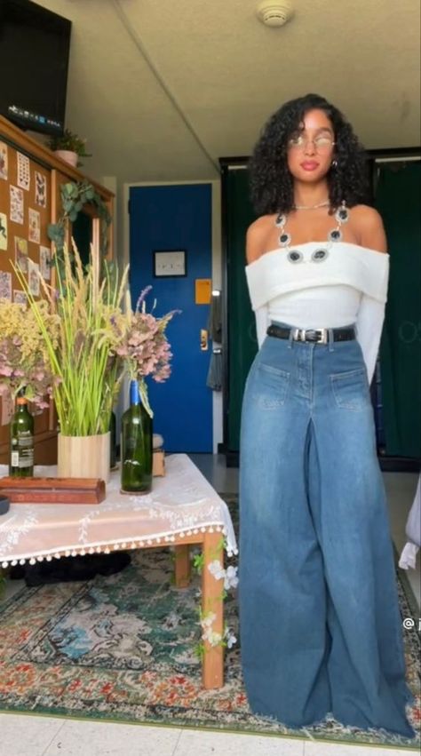 Brenda Sykes Style, Retro Date Night Outfit, Photo Shoot Outfits For Women Casual, Boho Denim Skirt Outfit, Business Casual Outfits Earthy, Outfit Inspired Spring, Black Women Colorful Outfits, Summer Block Party Outfit, Smart Casual Modest Outfit