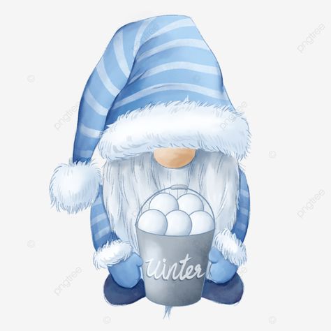 Winter Gnomes Wallpaper, Winter Gnome Painting, Christmas Gift Clip Art, Winter Character, Snow Gnome, Blue Gnome, Gnome Dress, Winter Gnomes, Gnome Images