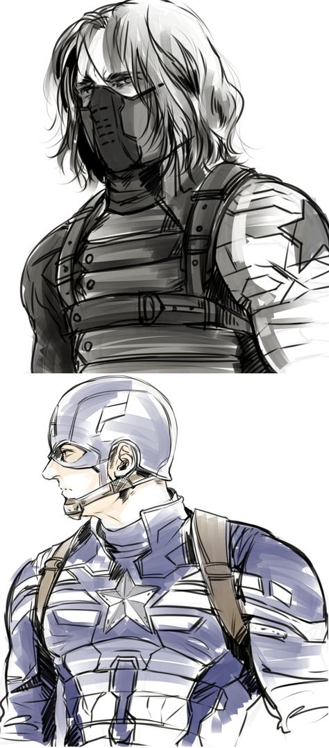 Winter Soldier And Captain America, Bucky Barnes Fanart, Soldier Drawing, Captain America And Bucky, Character Drawings, Bucky And Steve, Winter Soldier Bucky, Marvel Drawings, Bucky Barnes Winter Soldier