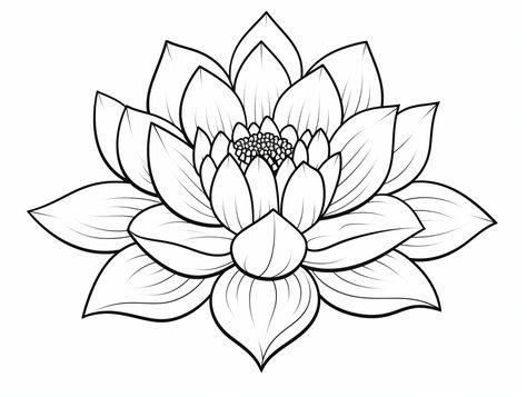 illustration of Stunning lotus design to color Lotus Coloring Page, How To Draw A Lotus Flower, Lotus Flower Stencil, Lotus Flower Outline, Lotus Outline, Lotus Flower Drawing, Bottle Paint, Lotus Drawing, Mandala Turtle