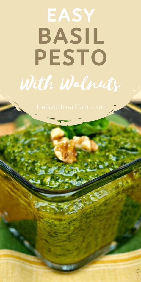 Basil Pesto with Walnuts Pesto With Walnuts Recipes, Pesto Uses, Basil Walnut Pesto, William Li, Pesto Recipes, Almond Pesto, Parsley Pesto, Basil Pesto Recipes, Coleslaw Dressing