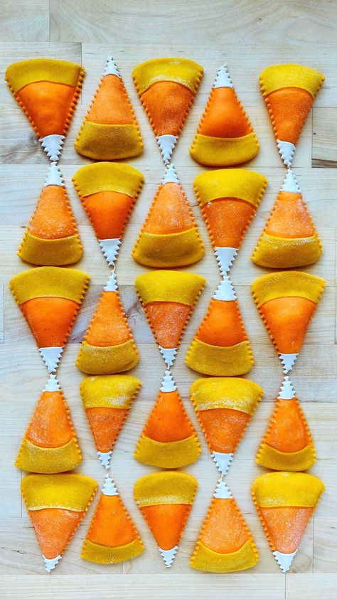 saltyseattle on Instagram: Candy Corn Ravioli. ‘Tis the season #halloween. Halloween Ravioli, Corn Ravioli, October 15, Ravioli, Candy Corn, Tis The Season, Halloween Decor, Corn, Halloween Decorations