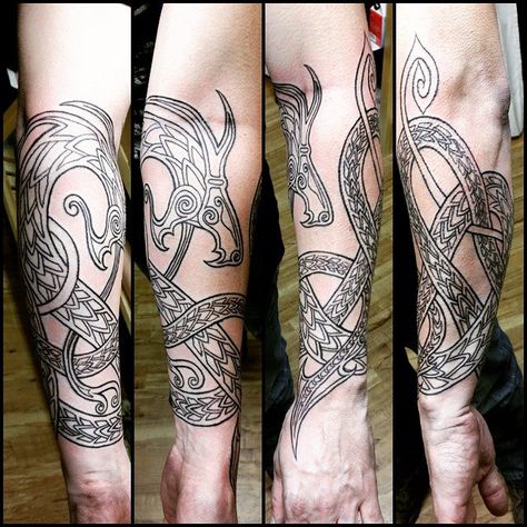 Work in progress, all freehand #vikings #Norse #Heathen #A… | Flickr Jormungandr Tattoo Sleeve, Jormungandr Tattoo Norse Mythology, Jormungandr Tattoo Design, Jormungandr Tattoo, Teardrop Tattoo, Celtic Sleeve Tattoos, Pagan Tattoo, Scandinavian Tattoo, Norse Mythology Tattoo