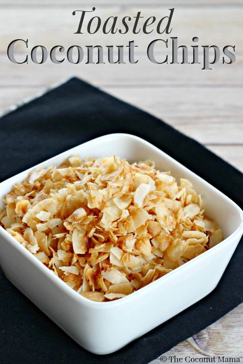 Pudding Salads, Coconut Chips Recipe, Nutrition Snacks, Coconut Food, Coconut Snacks, Toasted Coconut Chips, Banting Recipes, Nutritional Snacks, Appetizer Ideas