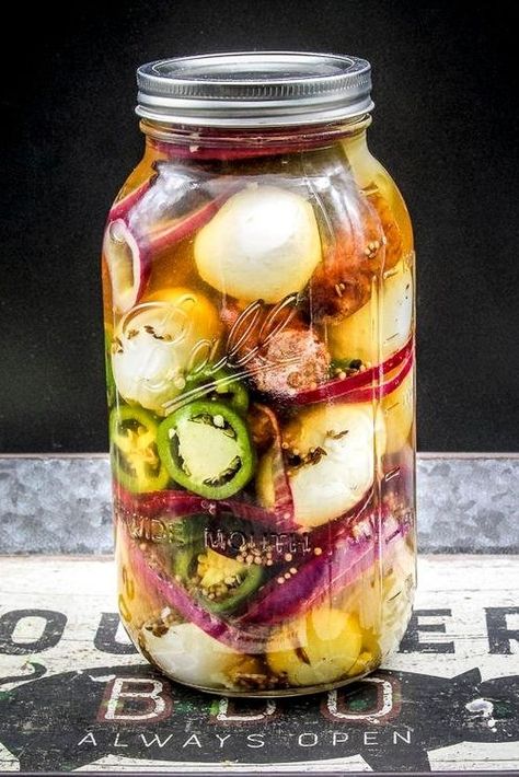 Jars of pickled eggs and sausages have long been a deer-camp staple. Pickled Eggs And Sausage Recipe, Best Pickled Eggs, Pickles Homemade Easy, Picked Eggs, Pickled Sausage, Pickled Egg, Egg And Sausage, Pickled Eggs Recipe, Pickled Vegetables Recipe