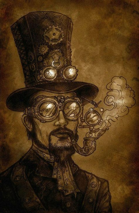 Steampunk City, Steampunk Artwork, Steampunk Men, Pen Art Drawings, The Octopus, Anime Child, Guy Drawing, Forest Fairy, Dieselpunk